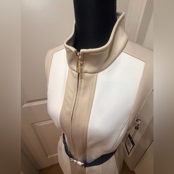 Tommy Hilfiger Elegant White and Tan  Sleeveless Dress - Picture 2 of 16